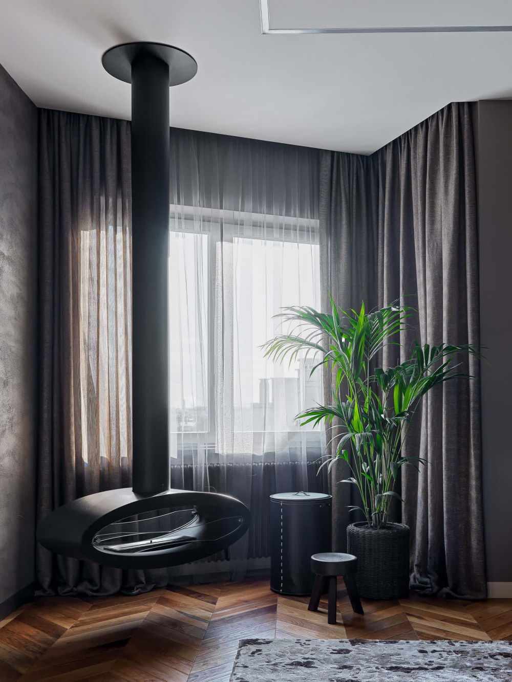 Биокамин Decoflame Ellipse Ceiling, корзина для хранения Limac Design