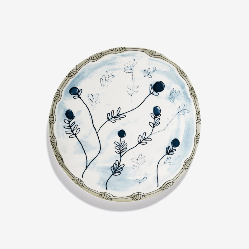 Набор из 2-х тарелок Plate Mirtillo Tea Midnight Flowers by Marni 