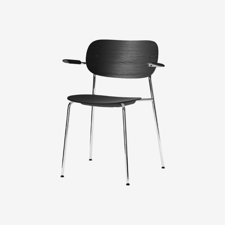 Стул с подлокотником без обивки Co Dining Chair, with armrest, Chrome 